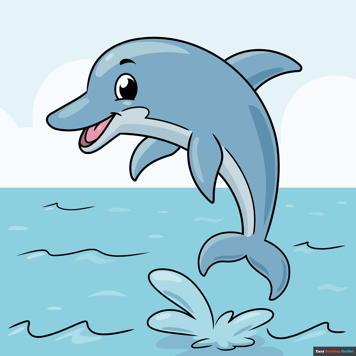 How to draw a Dolphin for kids, Easy drawing for kids