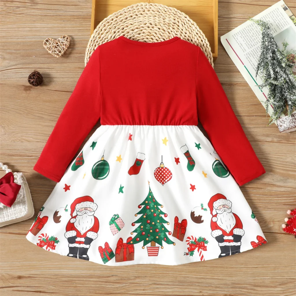 Christmas dress for kids, red and white Christmas dress for girls and boys
